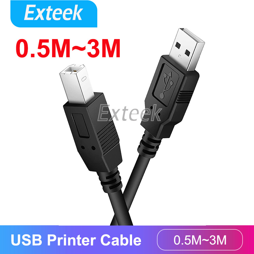 USB 2.0 Male Printer Cable for Brother Canon Epson HP Black 0.5m/1m/1.5m/3m