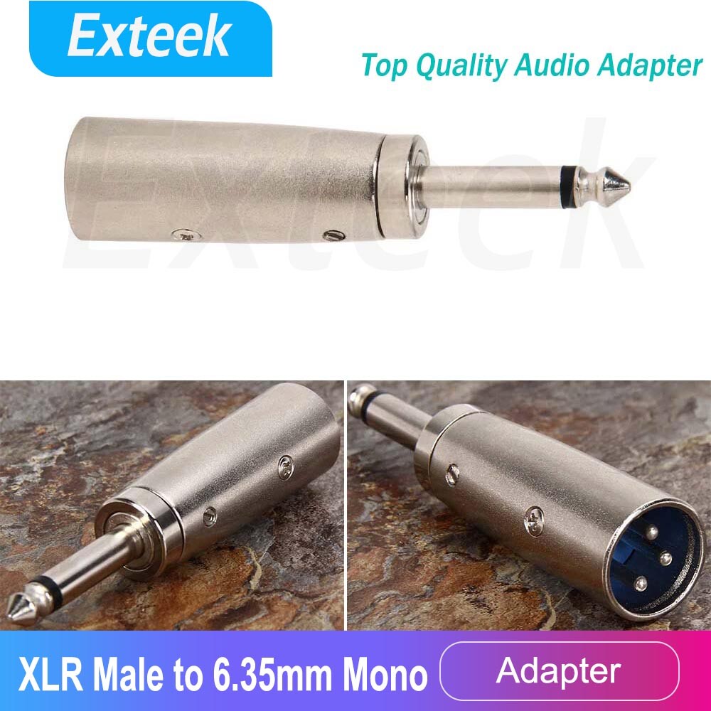 3-Pin XLR Male to 6.35mm Mono 1/4 Inch Male Microphone Audio Adapter Silver
