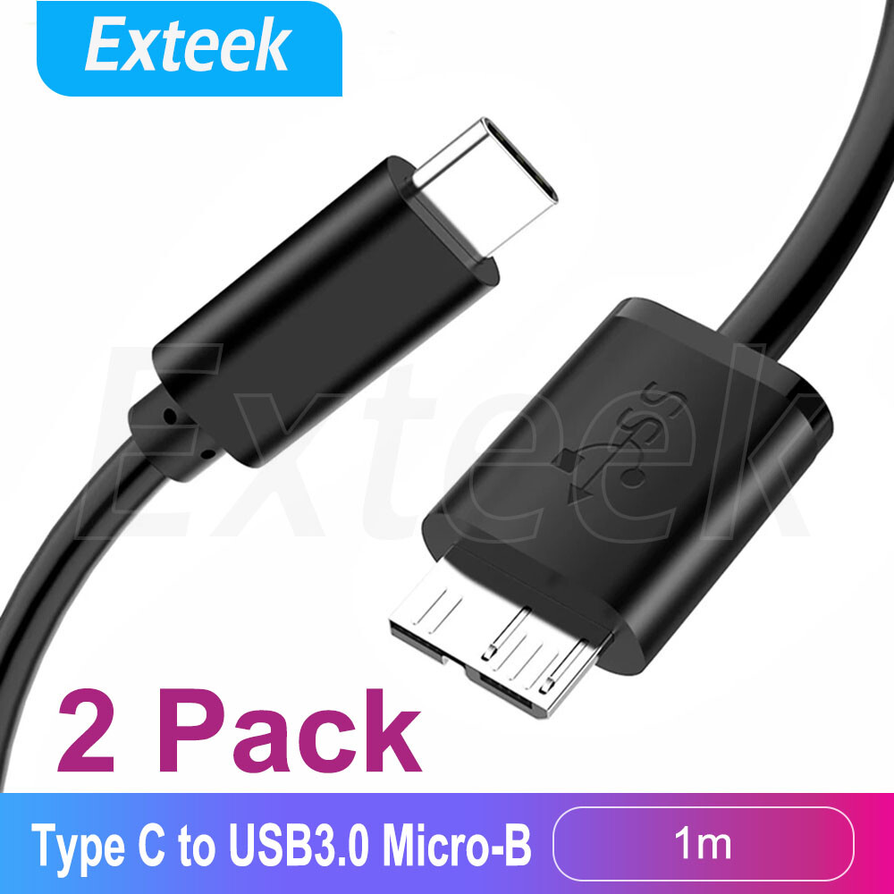 2x USB 3.1 USB-C to Micro Male Converter Cable 1M Black 10Gbps Hard Disk Drives
