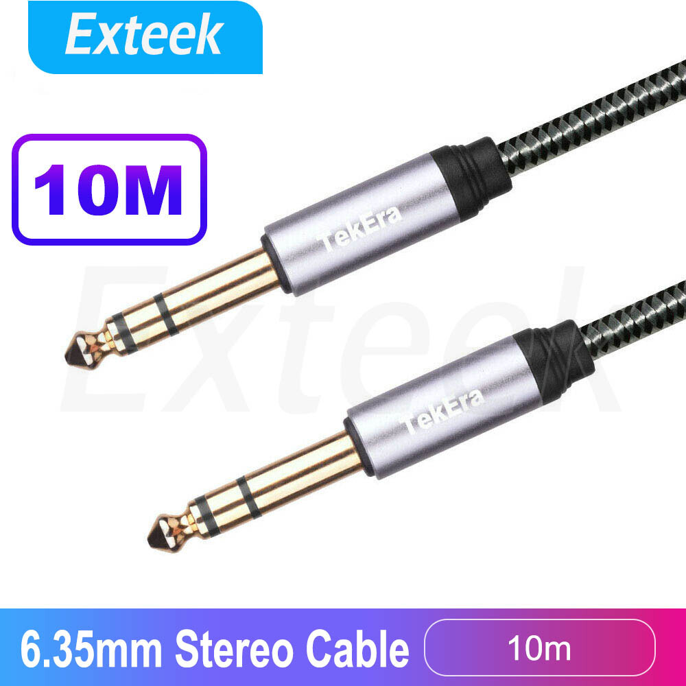 TekEra 10m 1/4 6.35mm TRS Stereo Patch Cable Gold Plated Low Noise Shielded