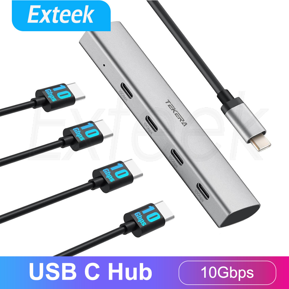 TEKERA USB-C Hub RX04-4-Port USB 3.2 2 10Gbps Multiport Data Adapter Universal