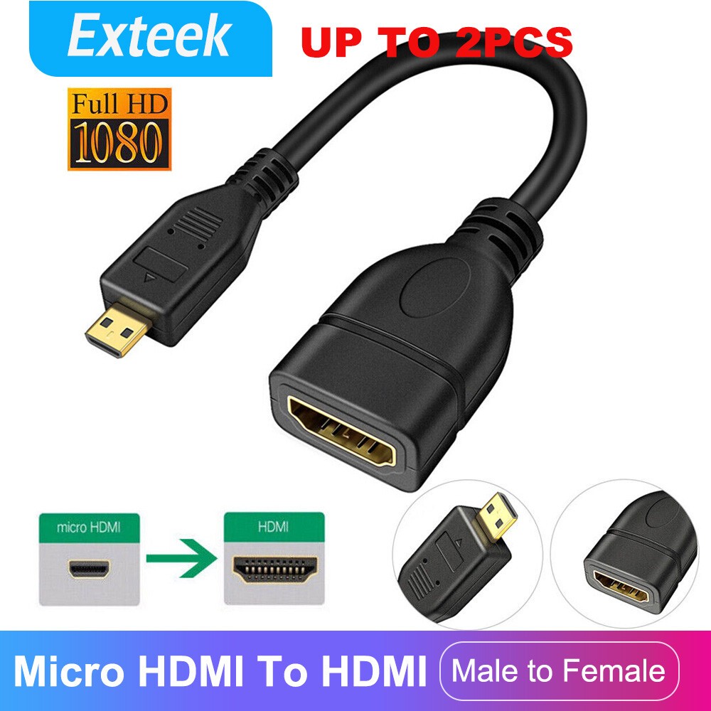 Micro HDMI Male To Standard Female Adapter 1080P Full HD 15cm Black Portable