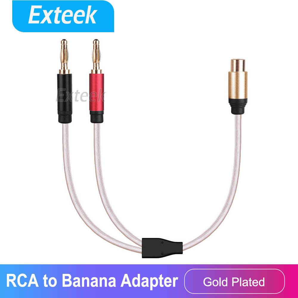 RCA Female Socket To 2 Banana Male Plug 25cm Gold Plated Speaker Adapter Cable