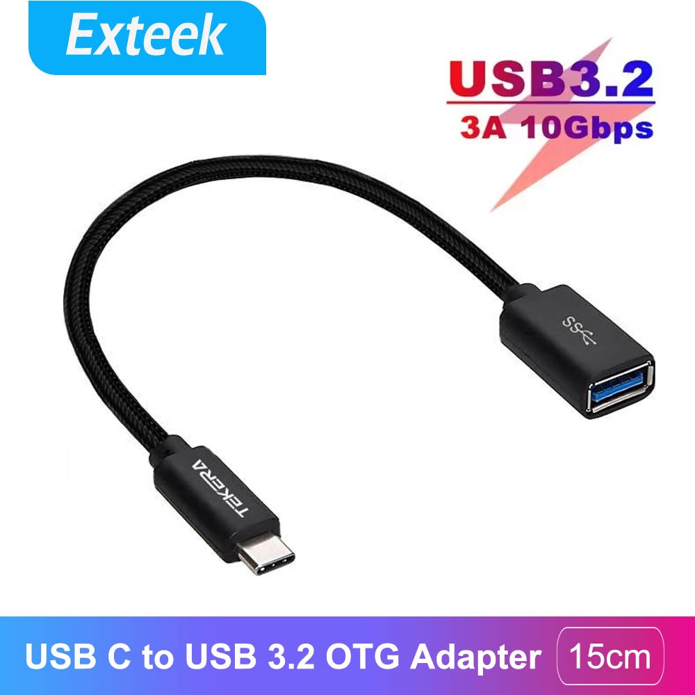 TEKERA USB-C OTG Cable Adapter USB 3.2 Female 20cm Black 5gbps MacBook Pro/Air