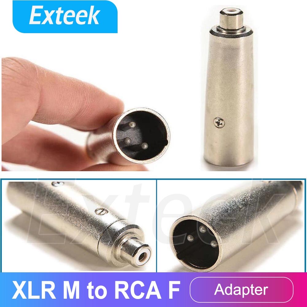 3-Pin XLR Male to RCA/Phono Female Audio Adapter 6cm Alloy Portable Silver x1