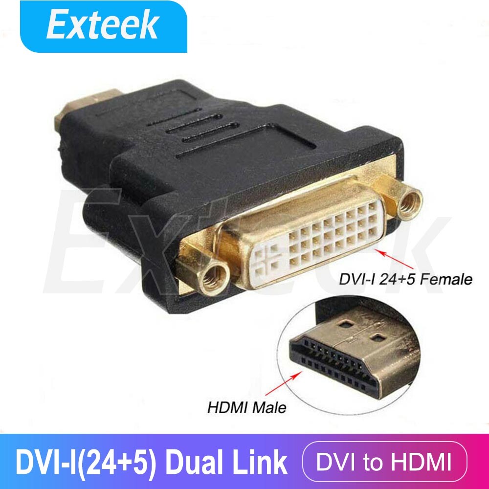 HDMI Male Plug to DVI-I 24 5 Female Socket Adapter Converter Gold Plated Black