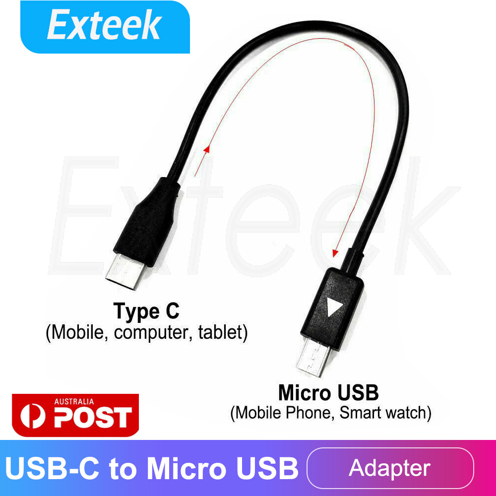 USB-C to Micro USB OTG Charging Data Sync Adapter Cable 20cm Black Universal