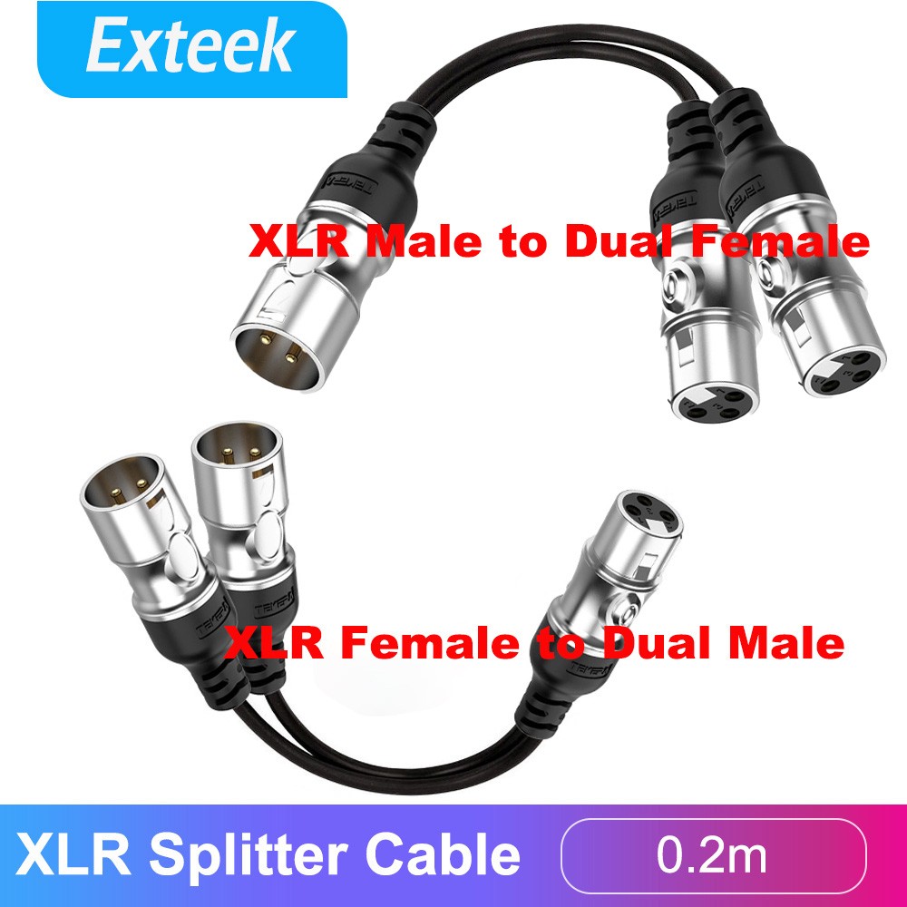 3Pin XLR Y-Cable Signal Splitter 1/2 0.2m Shielded Male to Dual Female Black