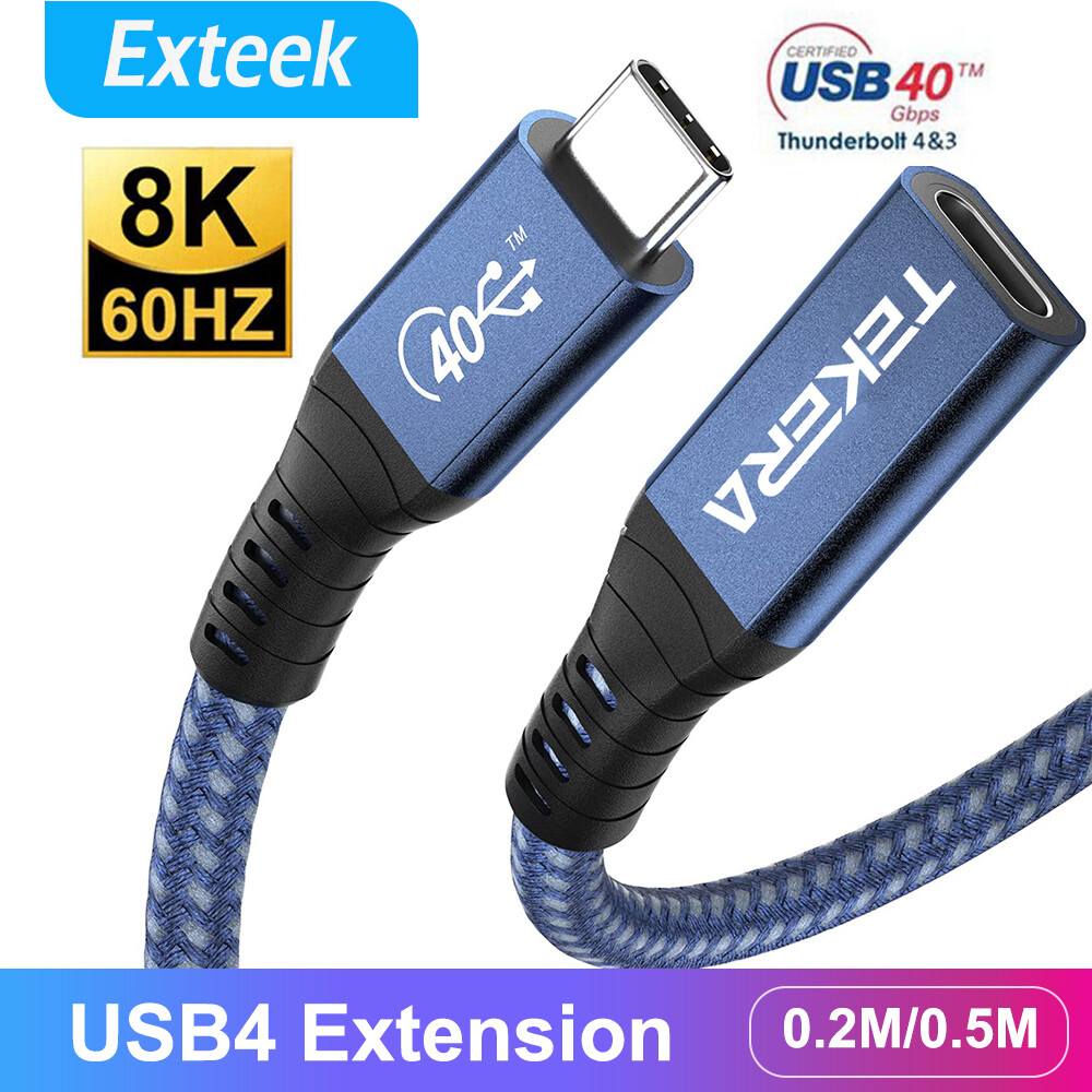 TEKERA USB4 Extension Type-C Cable 0.2m PD 100W 40Gbps 8K 60Hz Thunderbolt 4/3