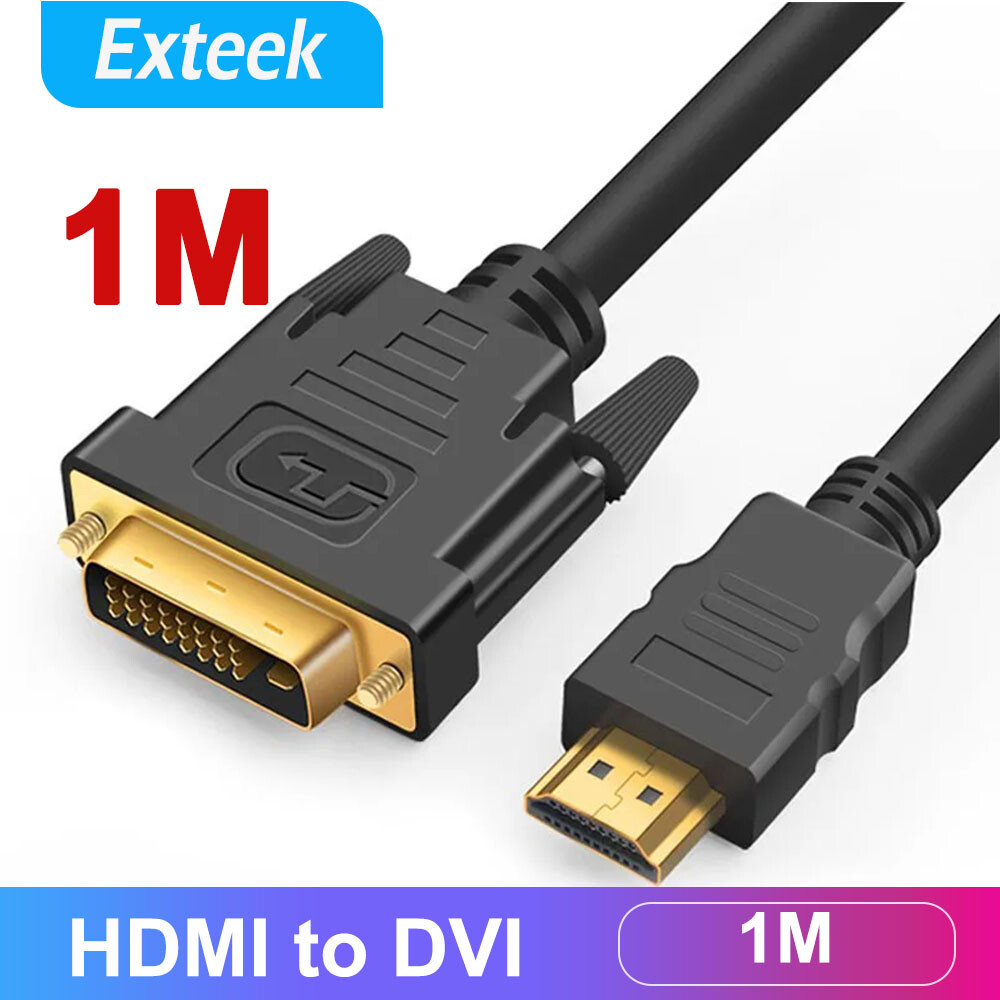 HDMI to DVI-D Cable 1M Male Dual Link Black Gold Plated LCD Monitor PC Computer