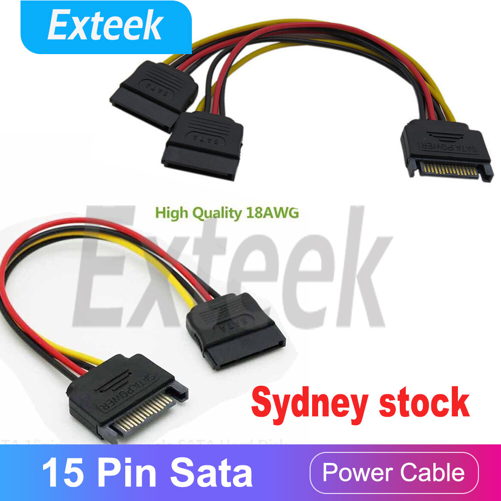 SATA 15pin Hard Disk Power Splitter Male to 2 Female 15cm Powered Extension