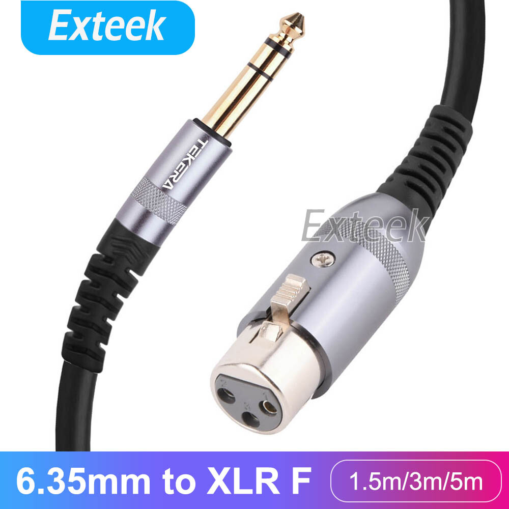 TEKERA XLR Female to 6.35mm TRS Male Audio Extension Cable Gold-Plated 1.5m