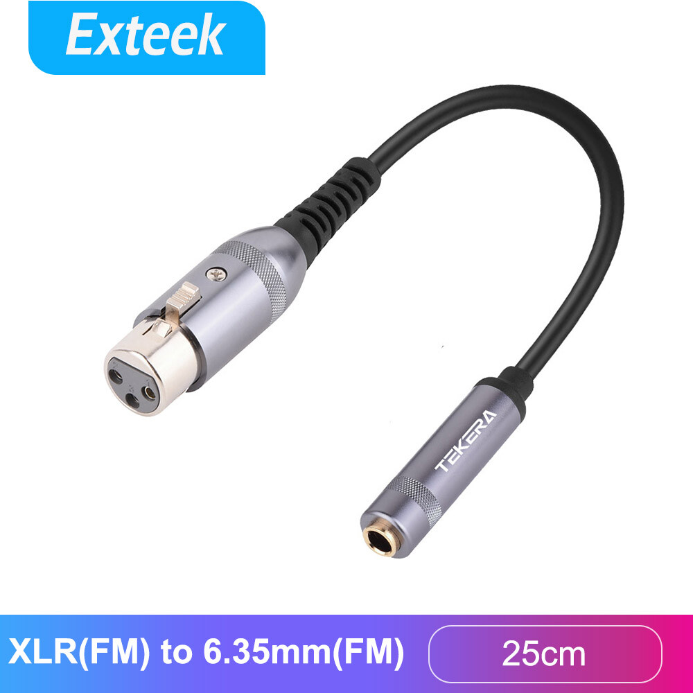 TEKERA XLR Female to 1/4 6.35mm TRS Female Audio Stereo Cable Adapter 25cm Black