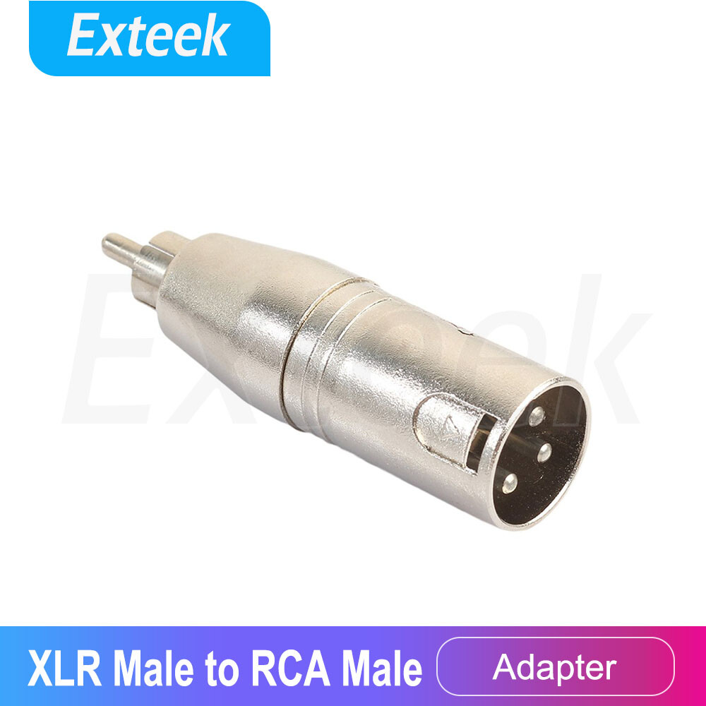 XLR Male to Mono RCA Male 3-Pin Audio Adapter Silver Zinc Alloy Nickel Plated
