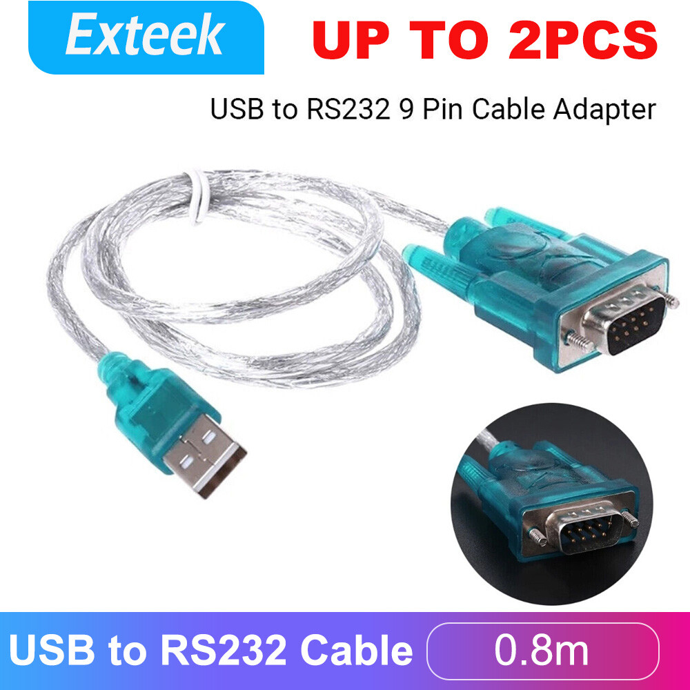 USB to RS232 DB9 Serial COM Port Adapter Cable 80cm Blue WINDOWS 11/10/7 2.0