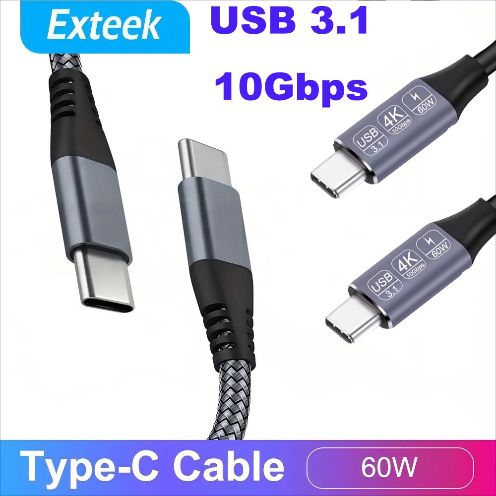 TEKERA USB-C to Type-C Cable USB 3.1 Gen2 60W 10Gbps 4K Video Fast Charging 1m