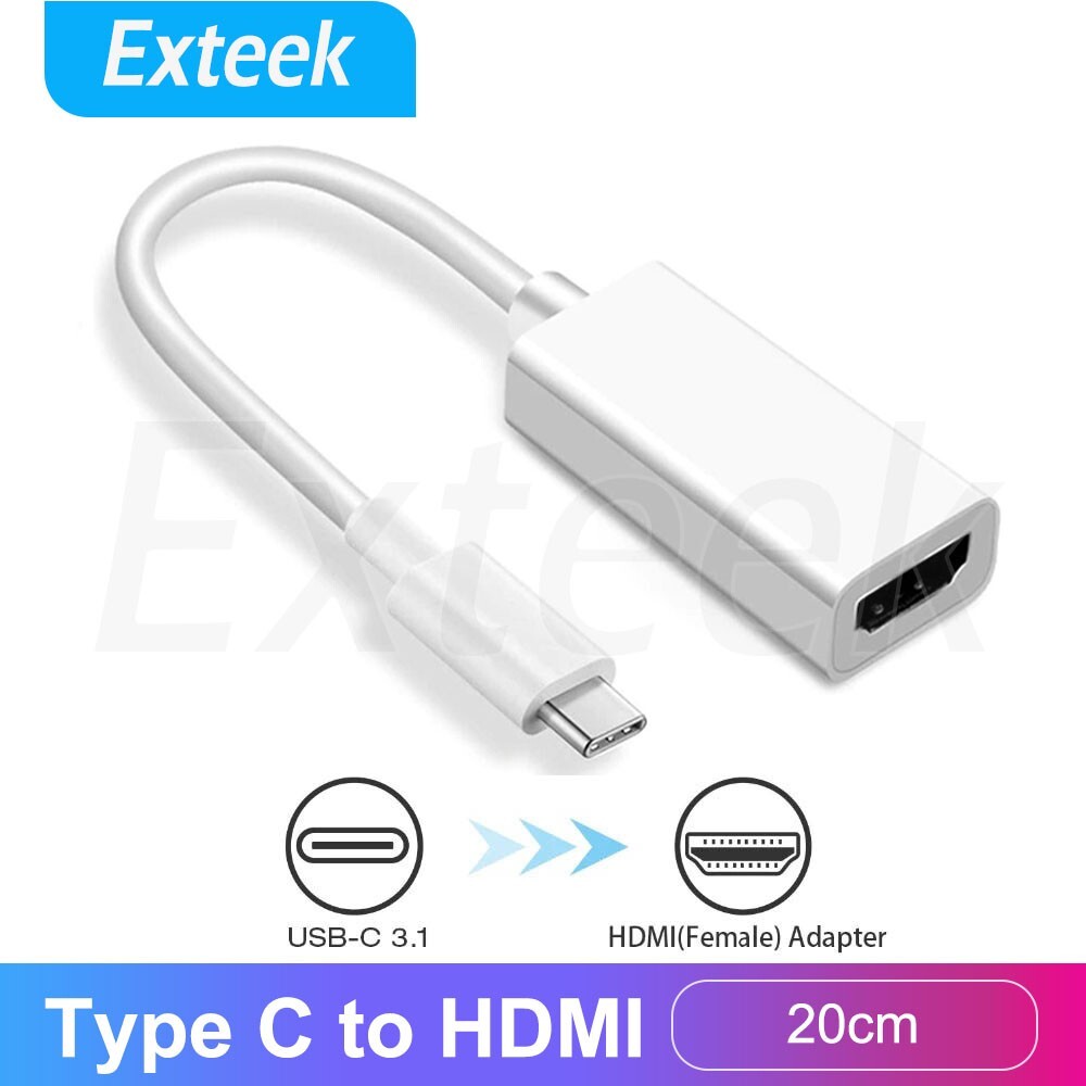 USB-C to HDMI Adapter Cable 4K 30Hz 20cm White Portable MacBook Laptop Monitor