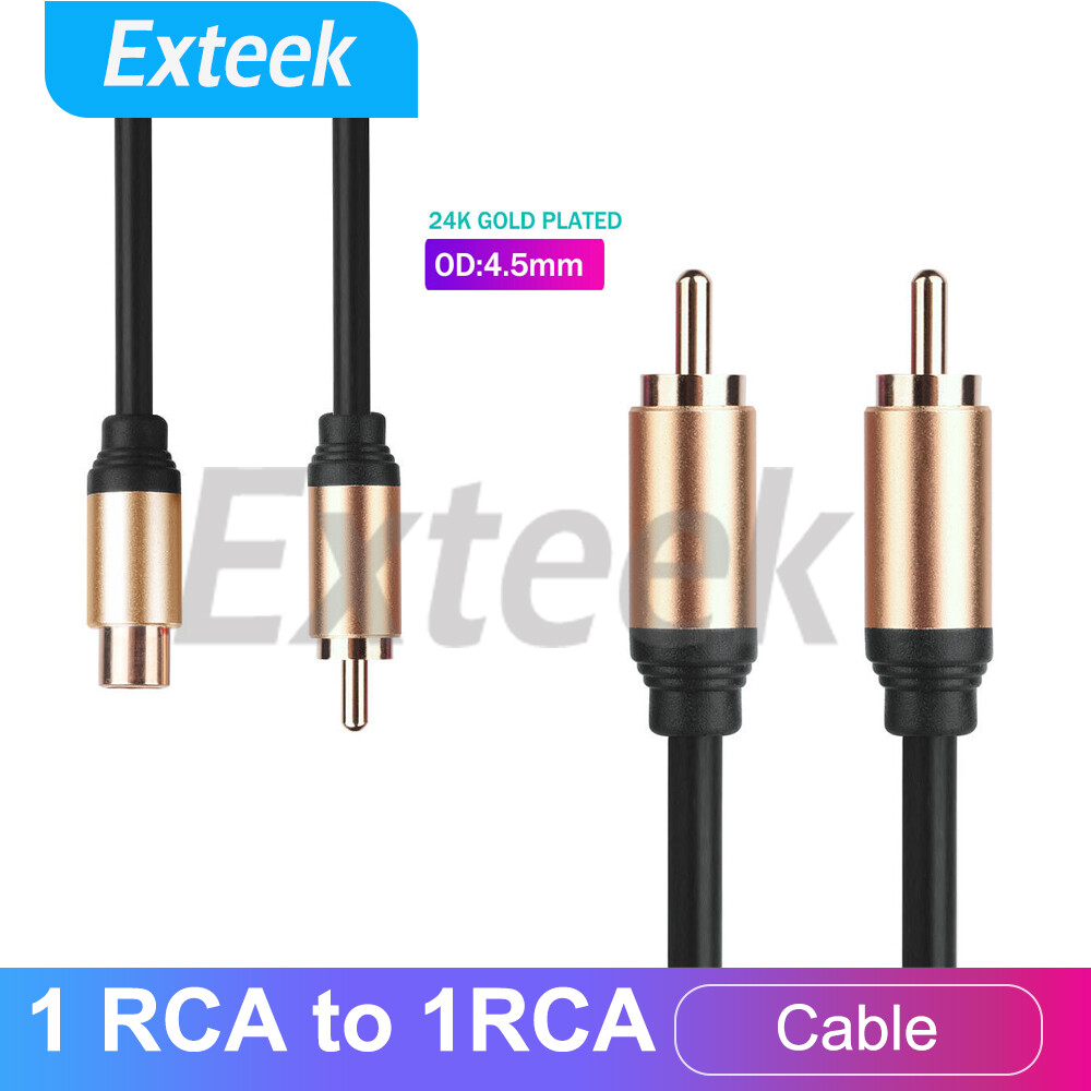 1RCA Male to Male Subwoofer Digital Coaxial Audio Cable Gold Plated Black 0.5m