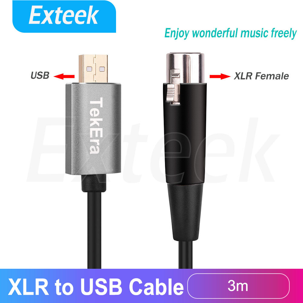 TekEra USB Male to XLR Female Microphone MIC Link Cable 3m Black USB2.0 Adapter