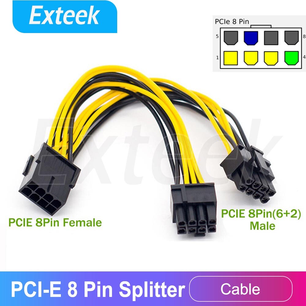 PCI-E 8-Pin to Dual 2x 6 2 Pin PCI Express Graphics Card Power Cable 20cm 18AWG