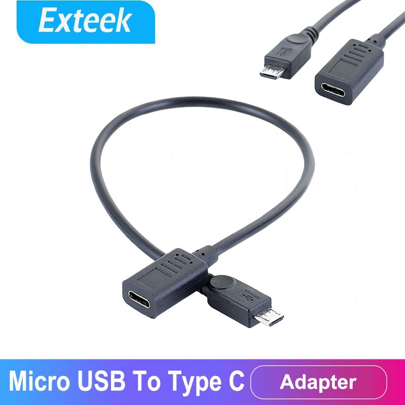Micro USB Male to USB-C Female Data Adapter Cable Converter 20cm White Universal