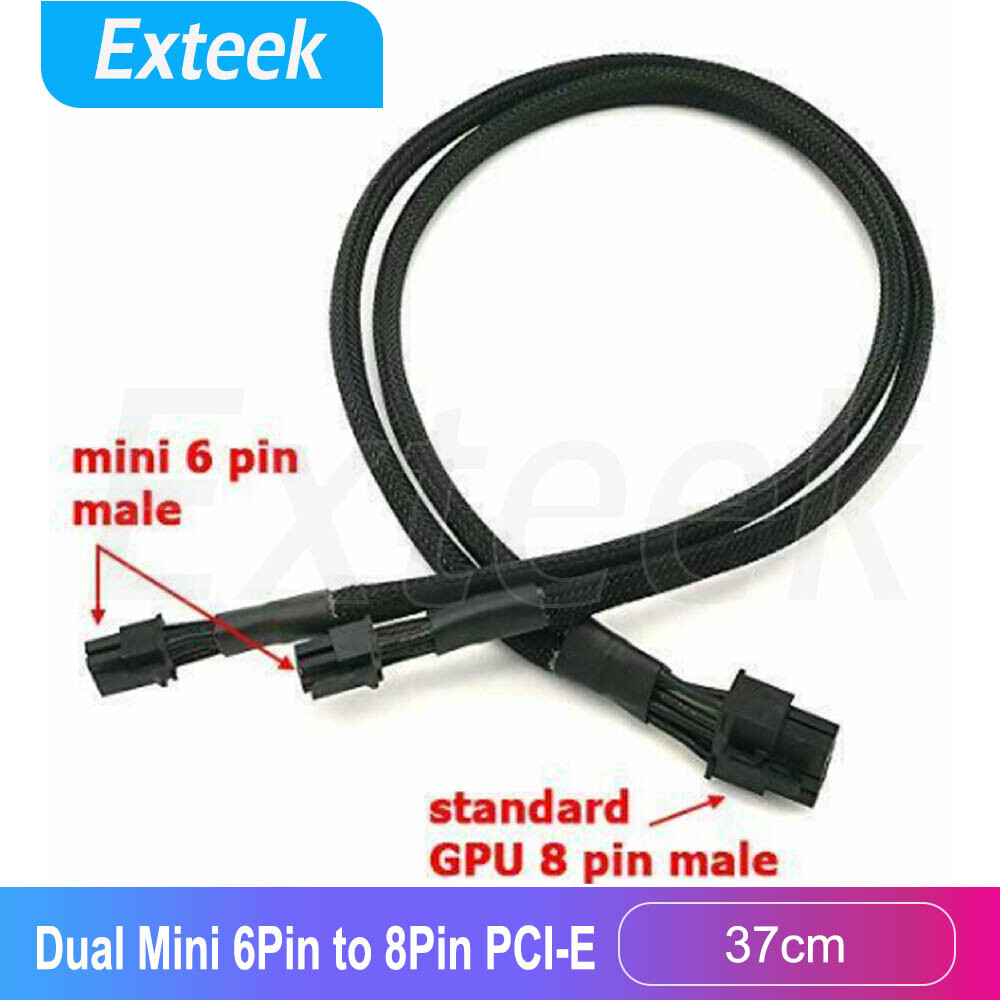 Dual Mini 6 Pin to 8 Pin PCI-E Video Card Power Cable Splitter 18AWG Mac Pro