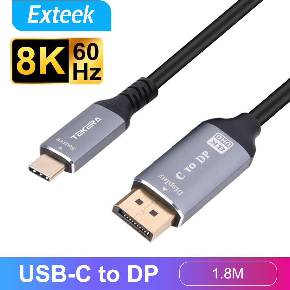 TEKERA USB-C DisplayPort Male Cable DP 1.4 8K 4K HDR 6 ft. Black Thunderbolt 3