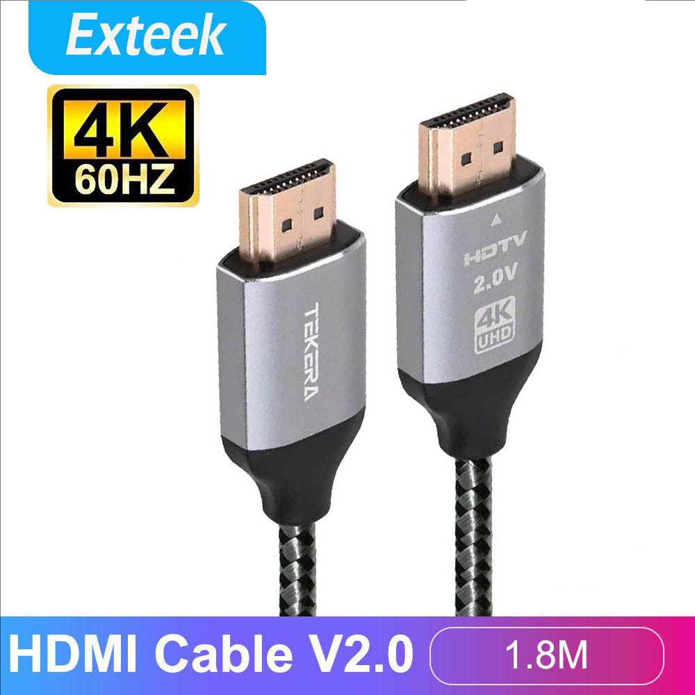 TEKERA HDMI Cable 1.8M Gold-Plated V2.0 2160p 3D HDTV Black Universal Flat HEC