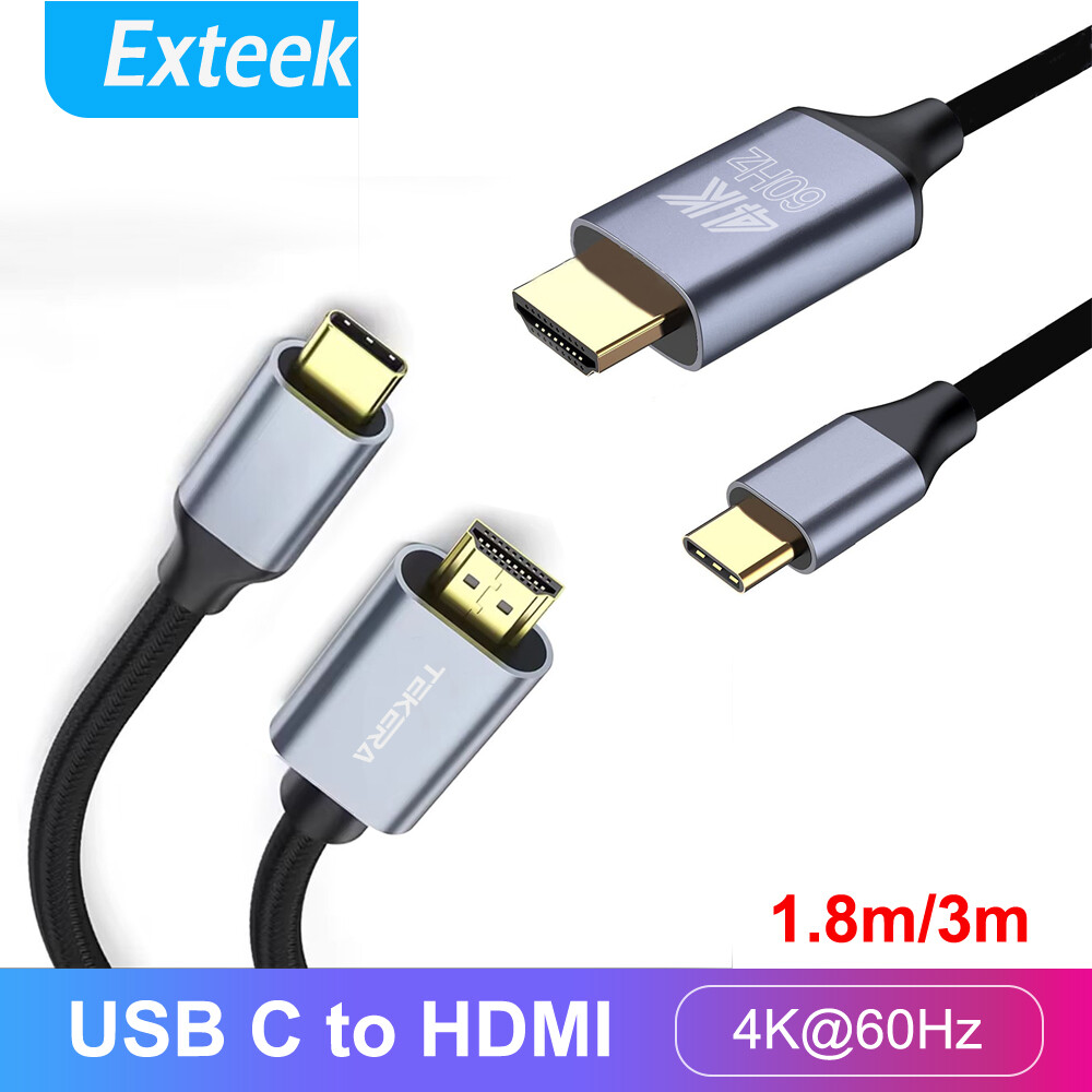 TEKERA USB-C to HDMI 2.0 Cable 4K 60Hz 1.8m Silver MacBook Chromebook Portable