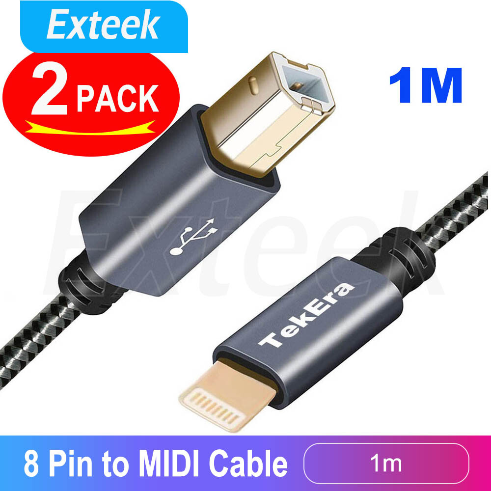 TekEra 2X USB Type 8Pin iPhone MIDI Cable 1m Gold Plated Electronic Instrument
