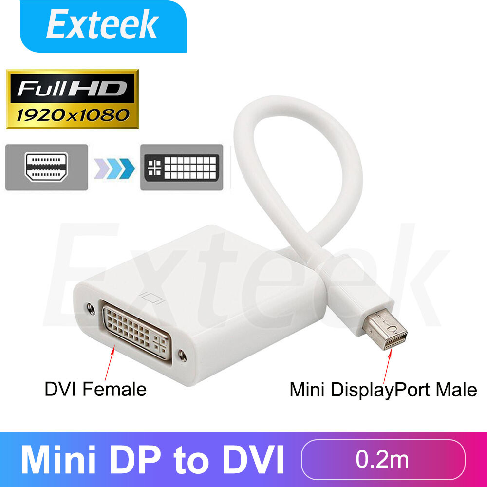 Mini DisplayPort Male to DVI Female Adapter MacBook Pro Air 0.2M White 1080p