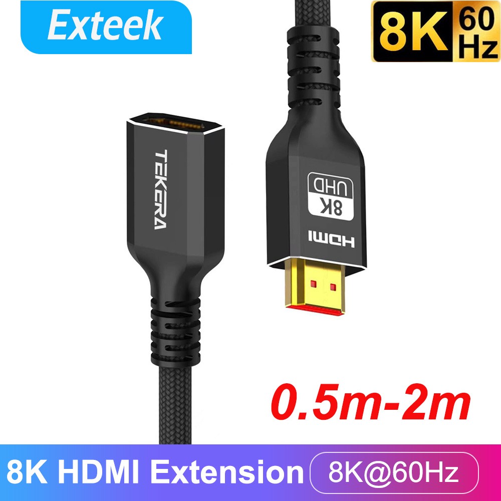 TekEra HDMI V2.1 Male to Female Extension Cable 8K 60Hz 48Gbps HDR eARC 50 cm
