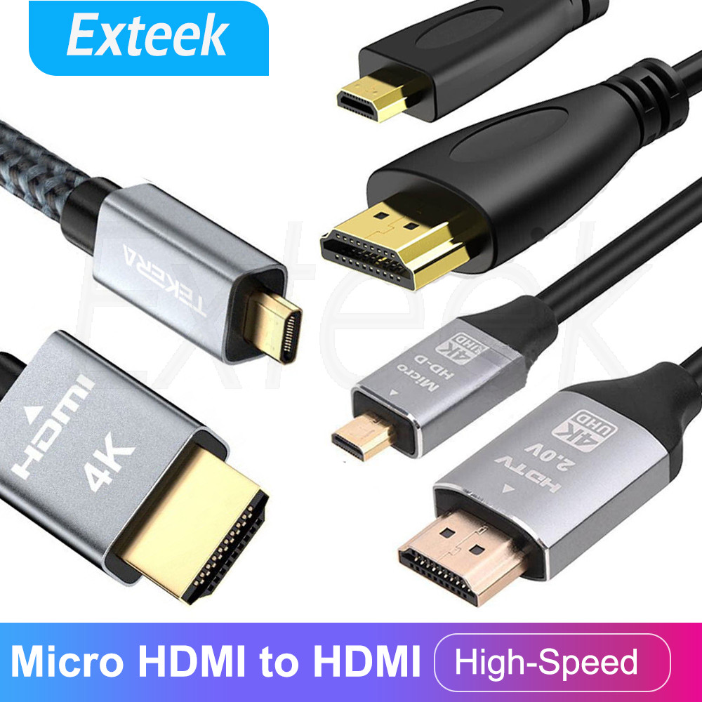 TEKERA Micro HDMI to HDMI Cable HD 4K 60Hz 1080P High-Speed Gold Plated 1m