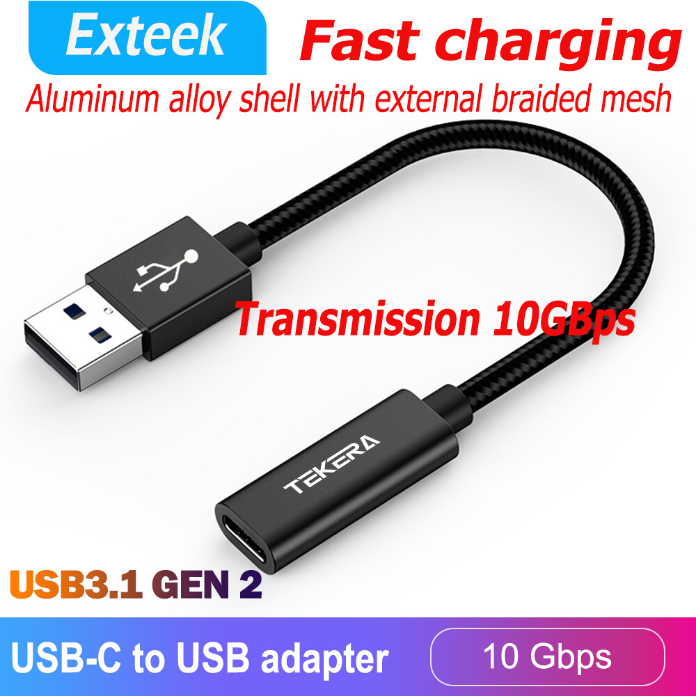 TEKERA Type-C Adapter USB Male to USB-C Female 10cm Black iPhone 15 10Gbps