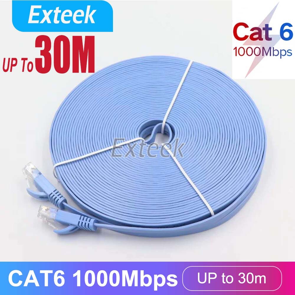 CAT6 Ethernet Patch Cable RJ45 Flat Blue 1m 1000Mbps UTP 8P8C Gold Connector
