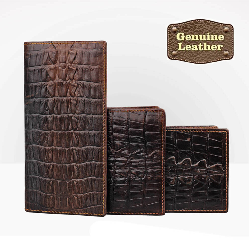 Genuine Cowhide Leather Mens Bifold Wallet Coffee Checkbook Slim Compact Travel