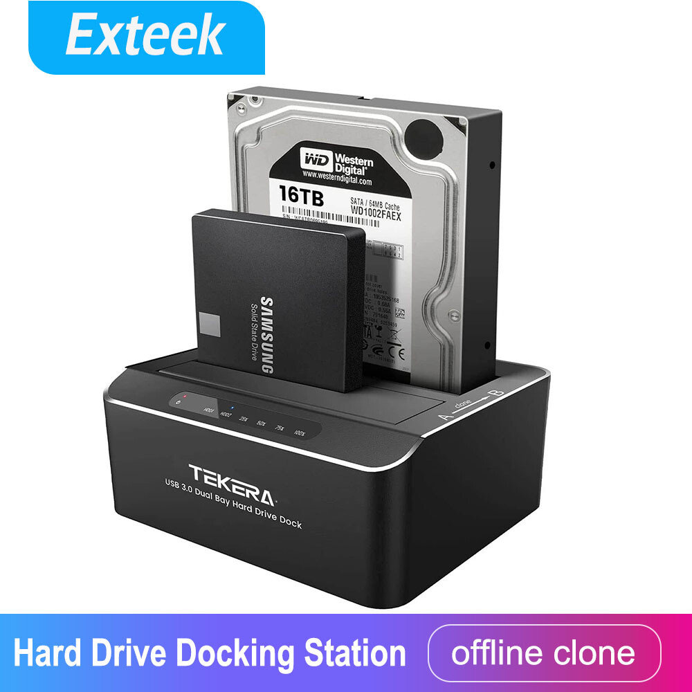 TEKERA Dual Bay SATA HDD Docking Station USB 3.0 Offline Clone 2.5&3.5 16TB