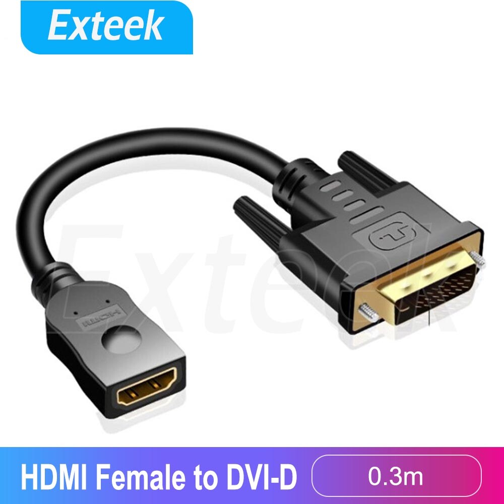 HDMI 1.4 Standard Female to DVI-D Dual Link Male 30cm Black Adapter Cable PC TV