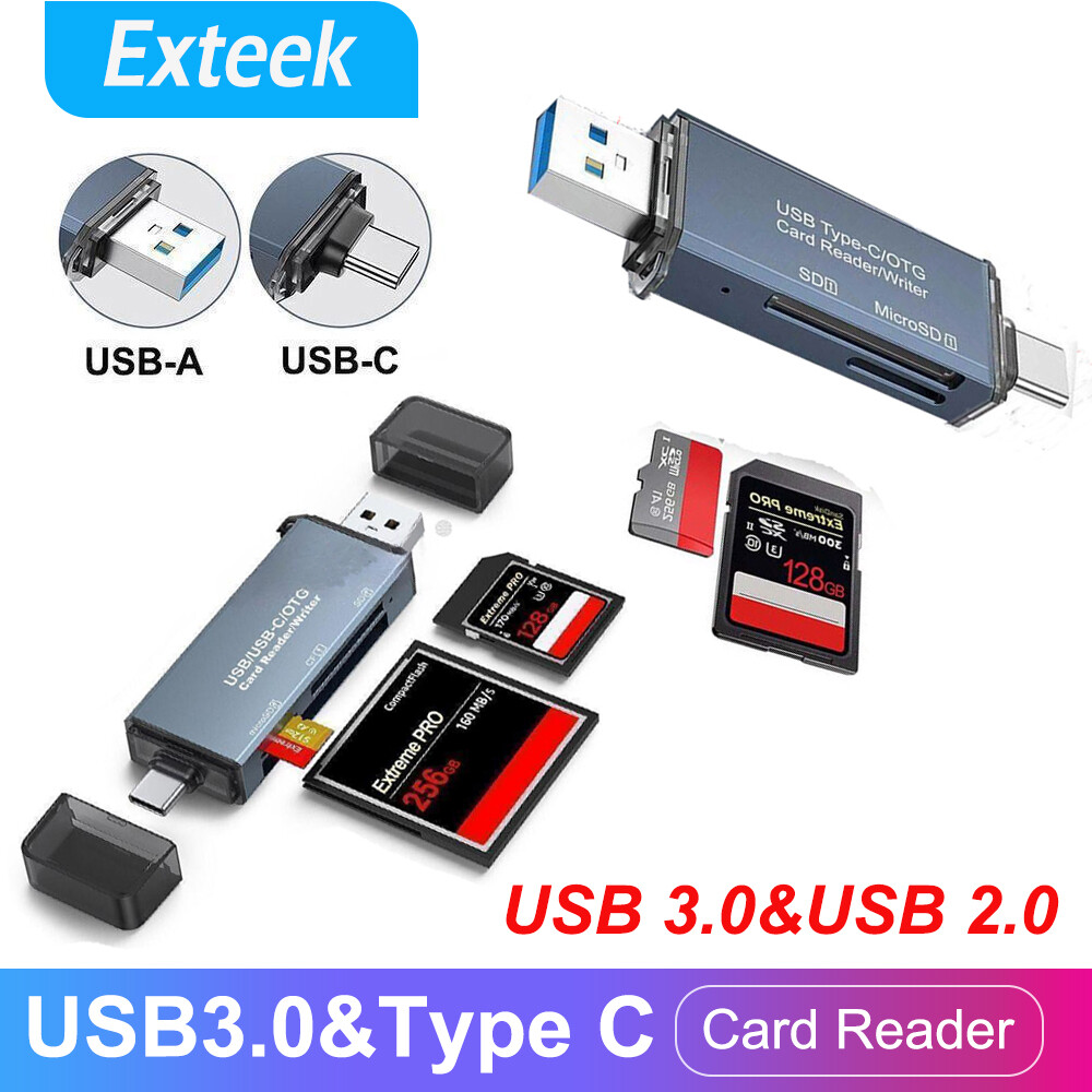 OTG USB 3.0 Card Reader Type C/OTG MicroSD SD TF CF 3-in-1 Adapter for PC Laptop