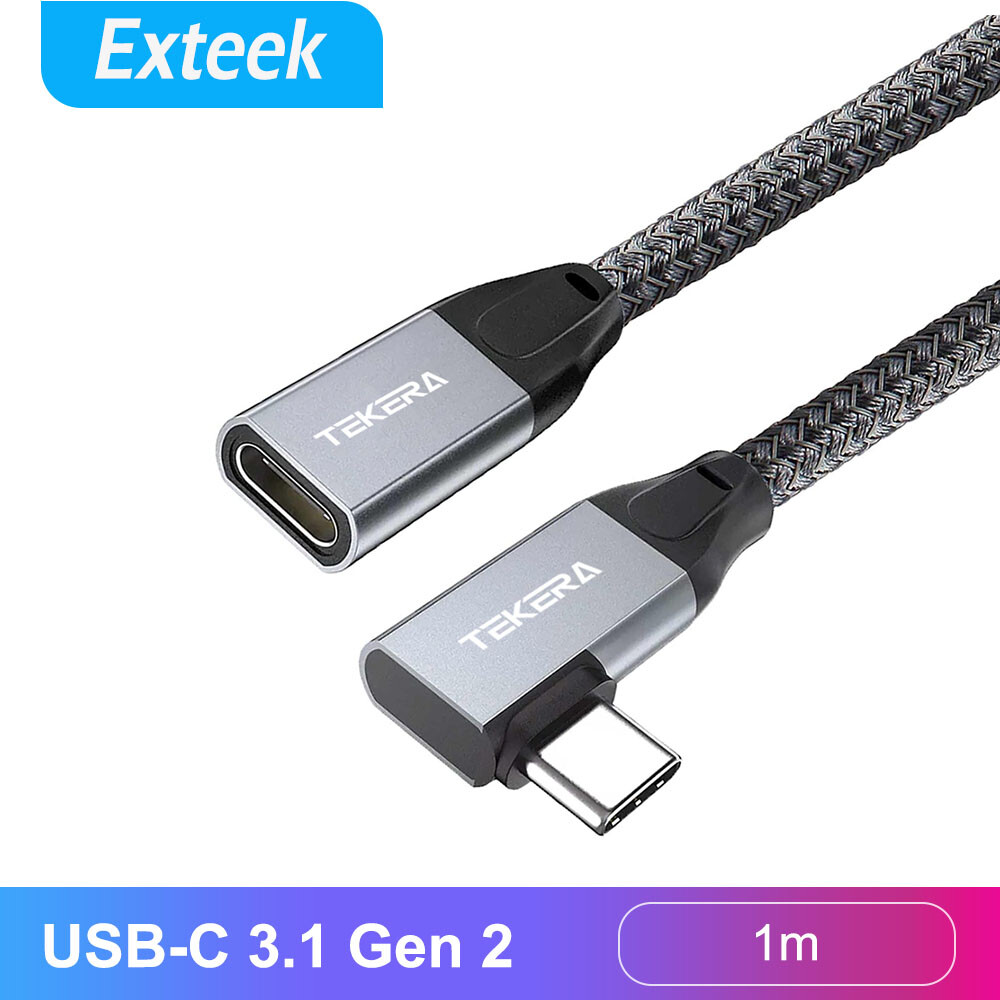 TEKERA USB-C 3.1 Gen 2 Right Angle Male to Female Extension Cable 1m 10Gbps 4K