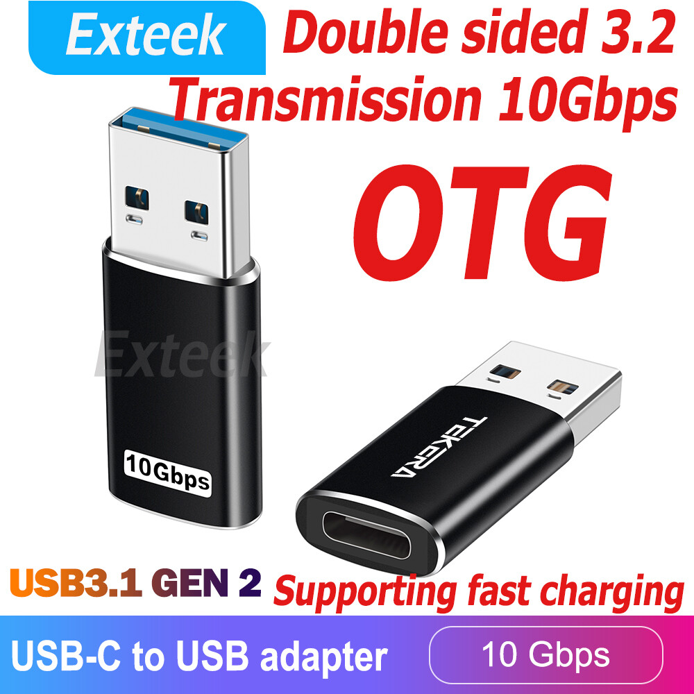 TEKERA USB-C Female to Male USB 3.1 Gen 2 10Gbps OTG Adapter Black Aluminium