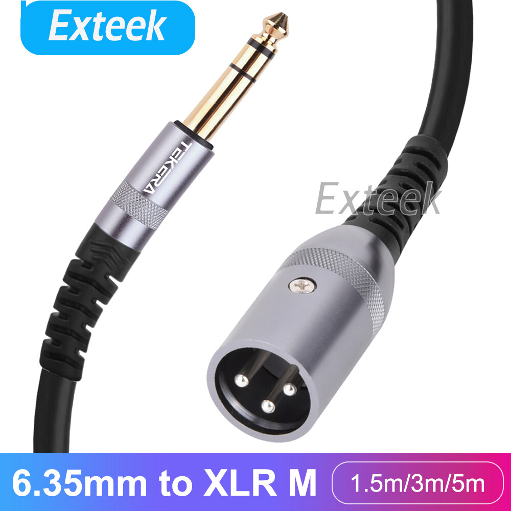 TEKERA Balanced 6.35mm 1/4 TRS Male to XLR 3-Pin Male Cable 1.5m Gold Plated