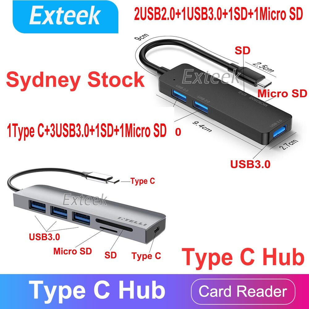 USB-C 5-in-1 Type-C Hub SD Micro-SD/TF Card Reader PD Charging USB3.0 Portable