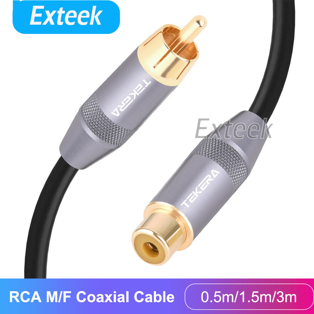 TEKERA Subwoofer RCA Male to Female Extension Cable 0.5m Gold-plated Universal