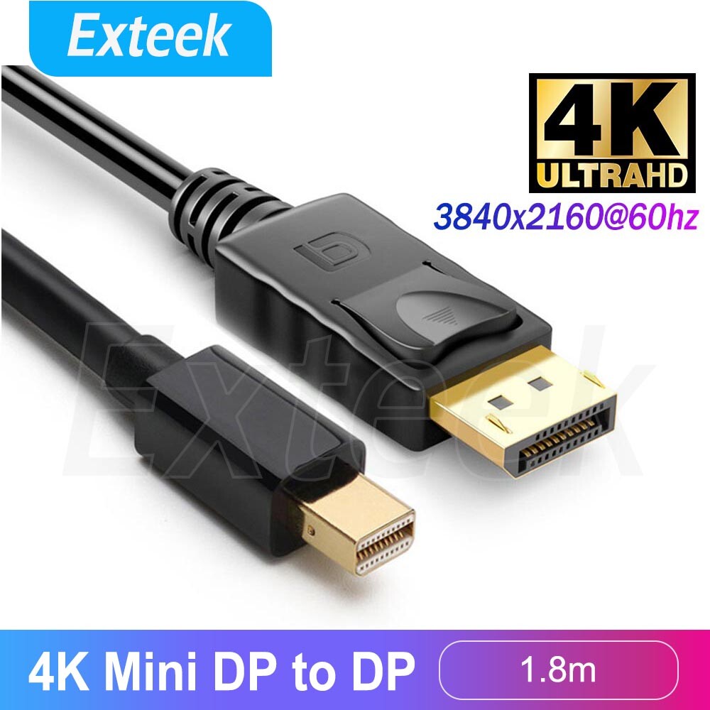 Mini DisplayPort to DisplayPort Cable 4K 1.8M Black Gold Plated MacBook Pro Air