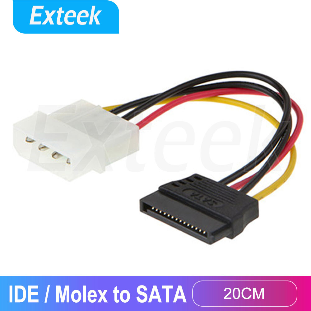 4 Pin IDE Molex to 15 Pin SATA Power Cable Adapter HDD SSD CD ROM Drives 20cm
