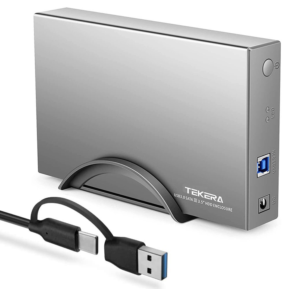 TEKERA USB 3.0 3.5 Inch SATA HDD Enclosure Silver UASP 16 Plug Play Aluminium