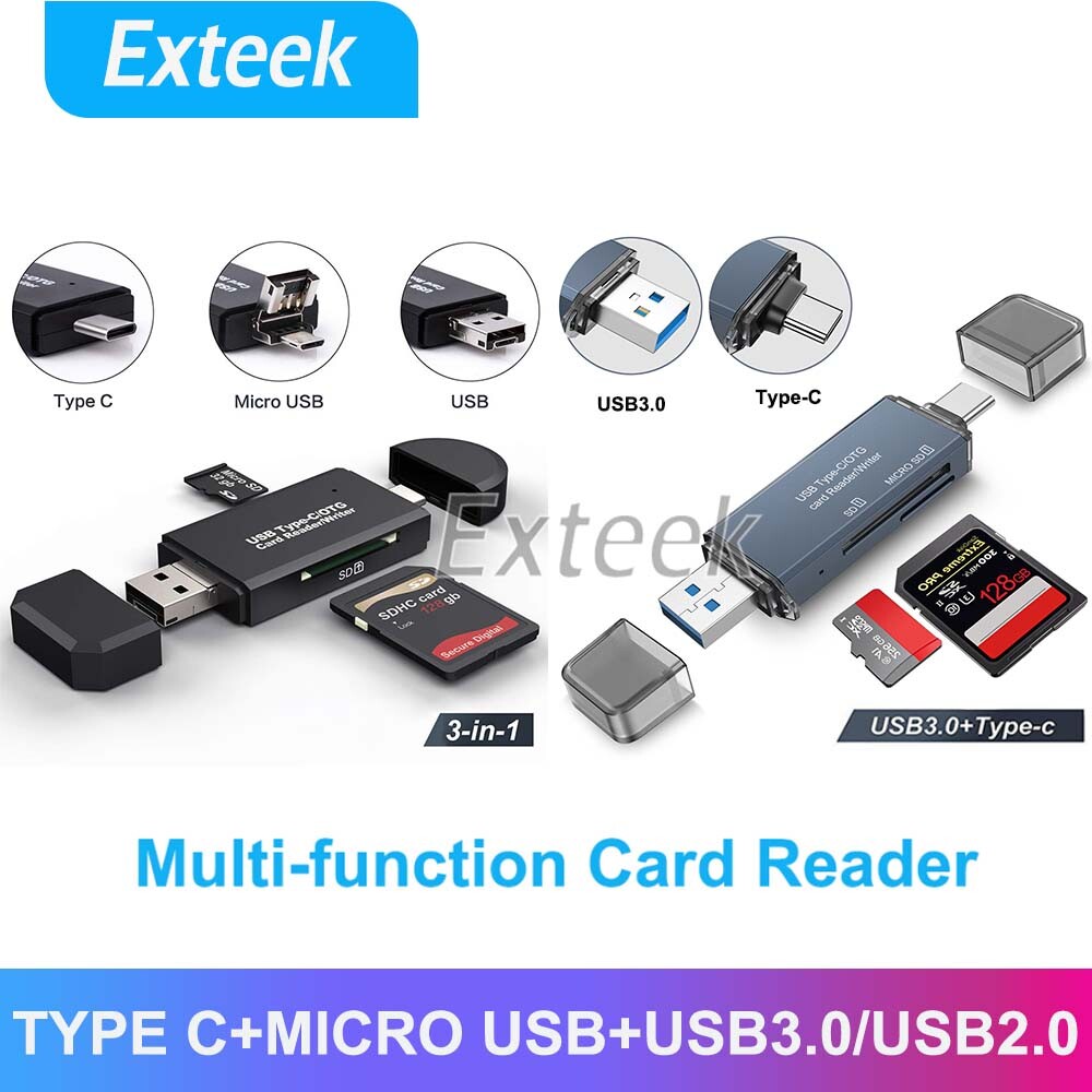 USB-C USB 3.0 3-in-1 Memory Card Reader SD TF OTG Adapter For PC MacBook Tablet