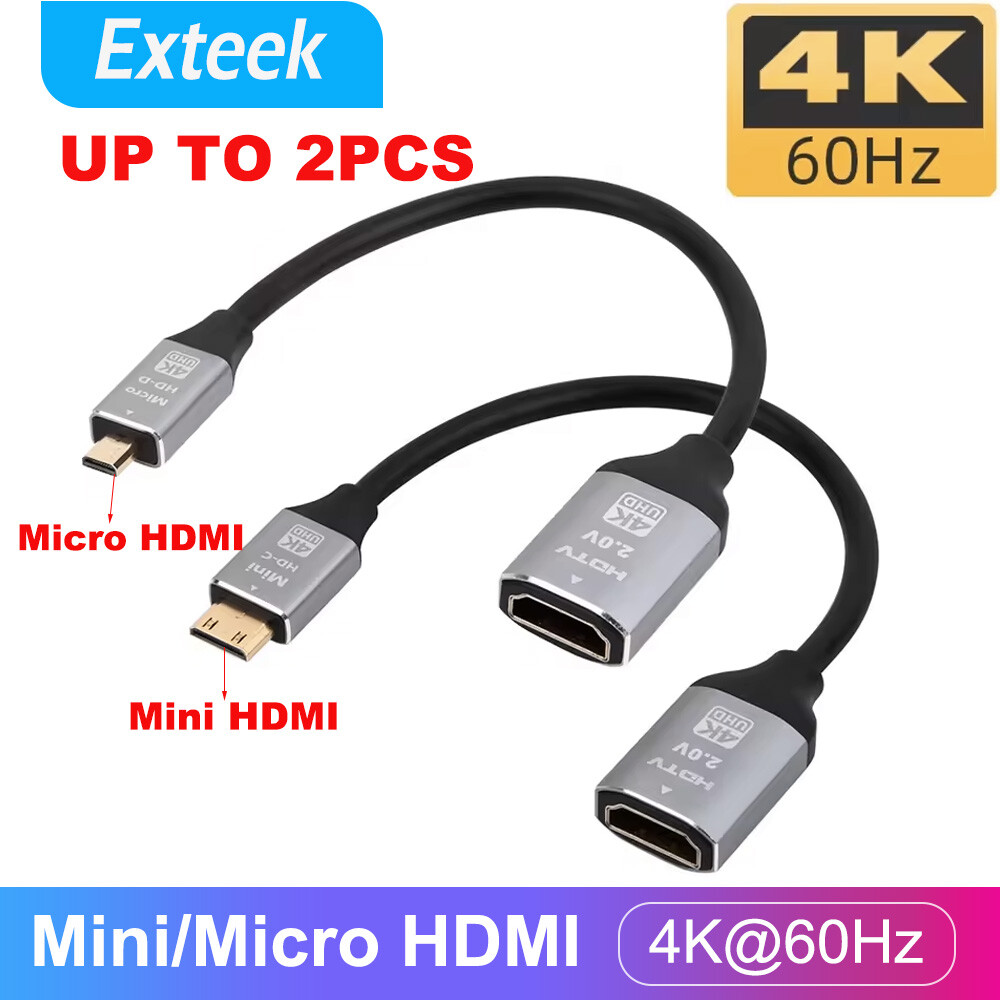 TEKERA Micro HDMI TO HDMI Female Adapter Cable Gold Plated Camera Tablet 4K 60Hz