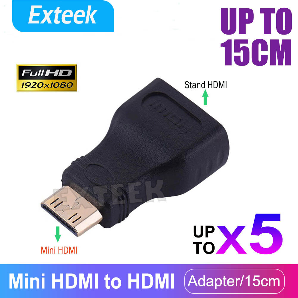 Mini HDMI Male to Standard HDMI Female Plug Adapter Converter Gold Plated Black